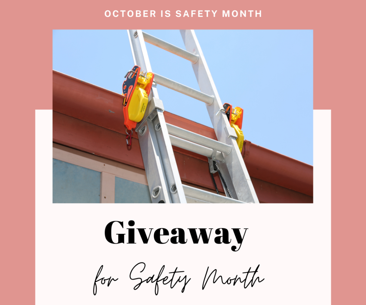 Two Lock Jaw Ladder Grip used in the ladder, with a text Giveaway for Safety Month