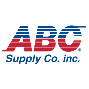 ABC Supply Co., Inc. logo with bold red and blue striped letters above blue script text