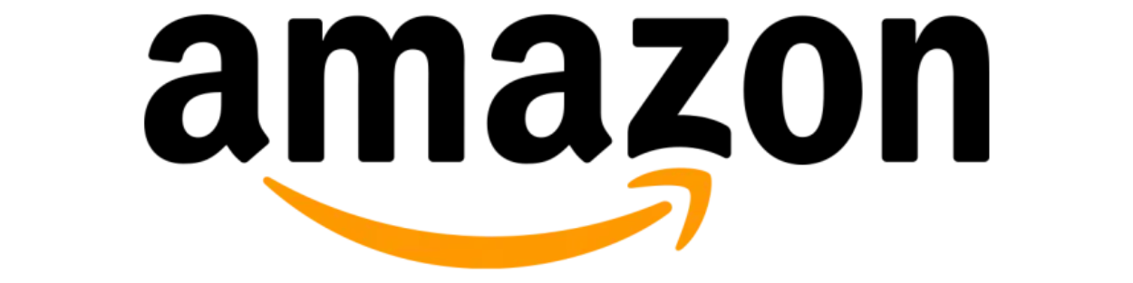Amazon logo with black text and an orange arrow curved like a smile from A to Z.