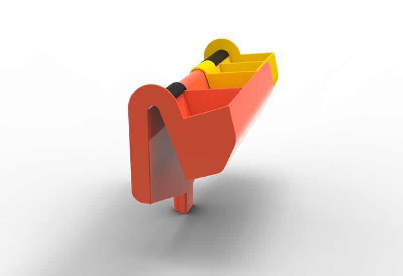 Lock Jaw Gutter Protector tool in orange and yellow, designed for safe and reliable gutter protection by tradies.